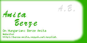 anita berze business card